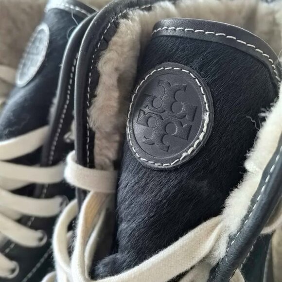 Tory Burch Benjamin Hi-Top Shearling Lined Leather Sneakers - Picture 7 of 8